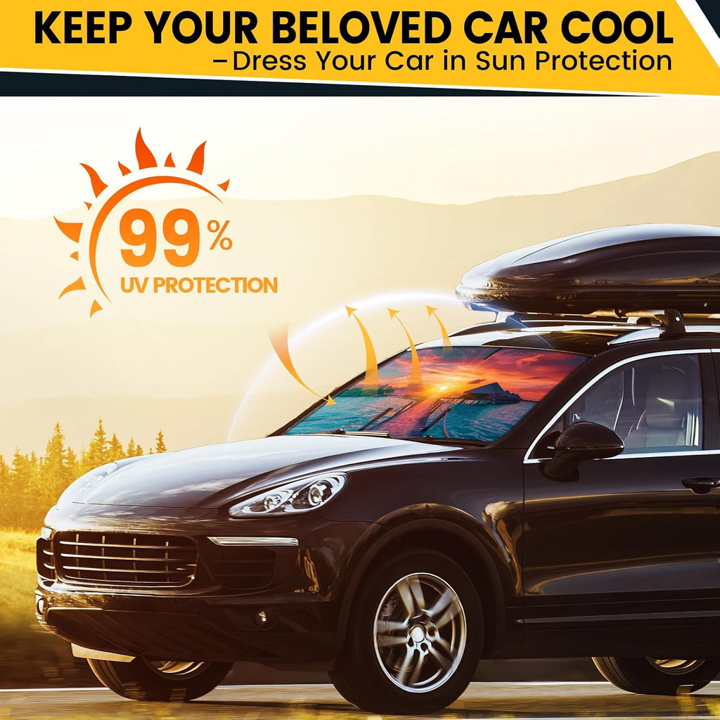 Car Windshield Sun Shade - Foldable Car Sun Shade Windshield for Front Window, Reflector Sunshade Offers Ultimate