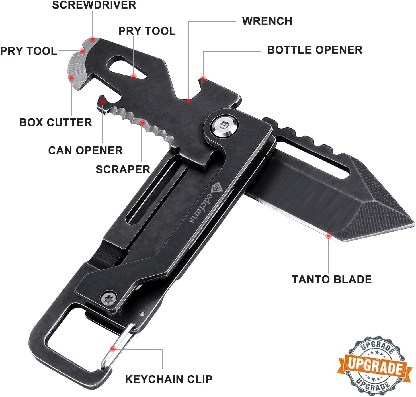 Keychain Knife, Multitool Key Chain with Bottle Opener Pocket Knife | Carabiner with Folding Knife, Screwdriver