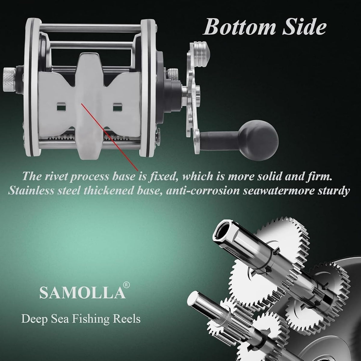 Sea Fishing Reel 44-66 LB Max Drag Saltwater Round Conventional Trolling Reel Aluminum CNC 2.8:1/4.4:1 Gear Ratio
