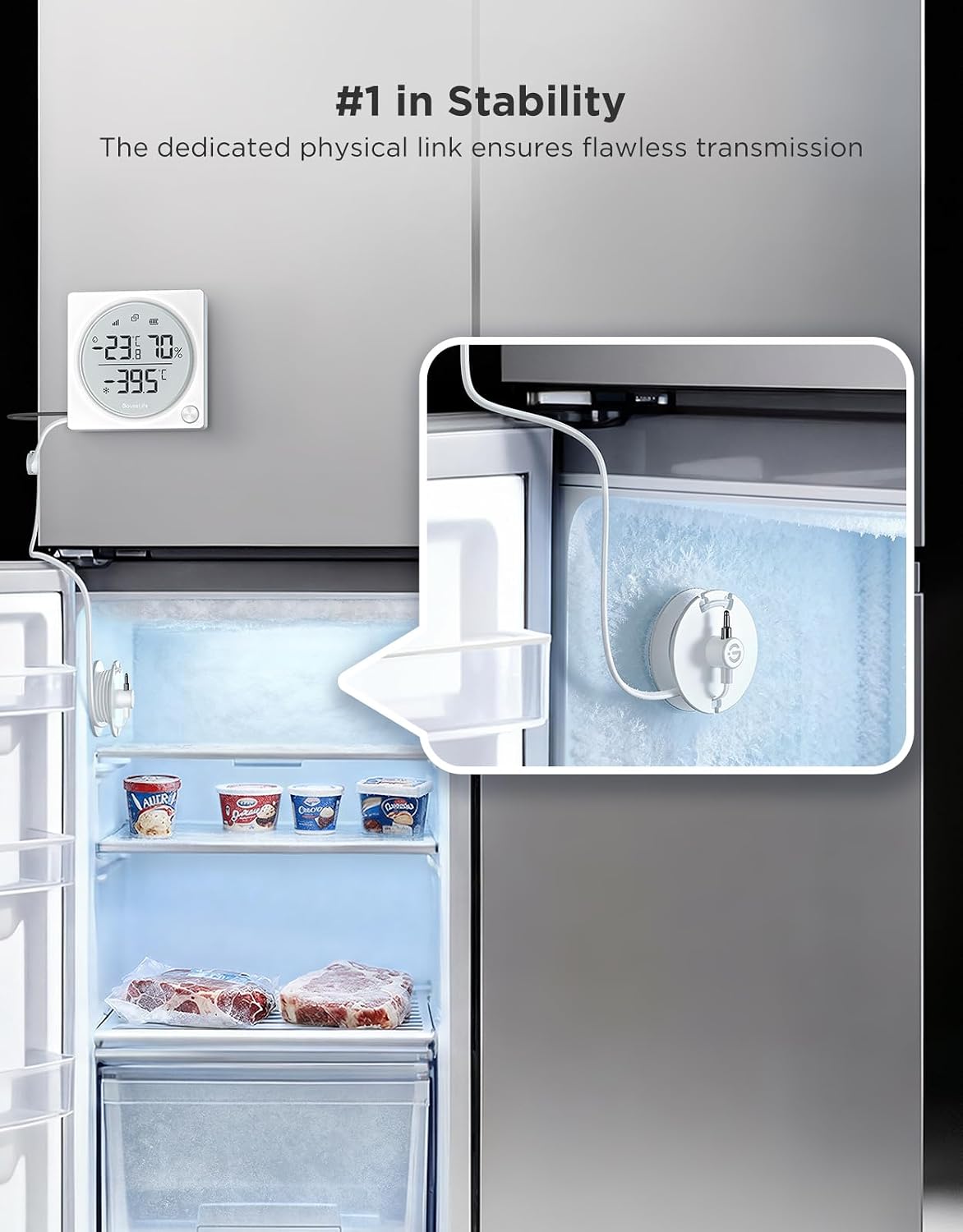 2.0 WiFi Refrigerator Thermometer Dual Probes, 1-Pack & Gateway