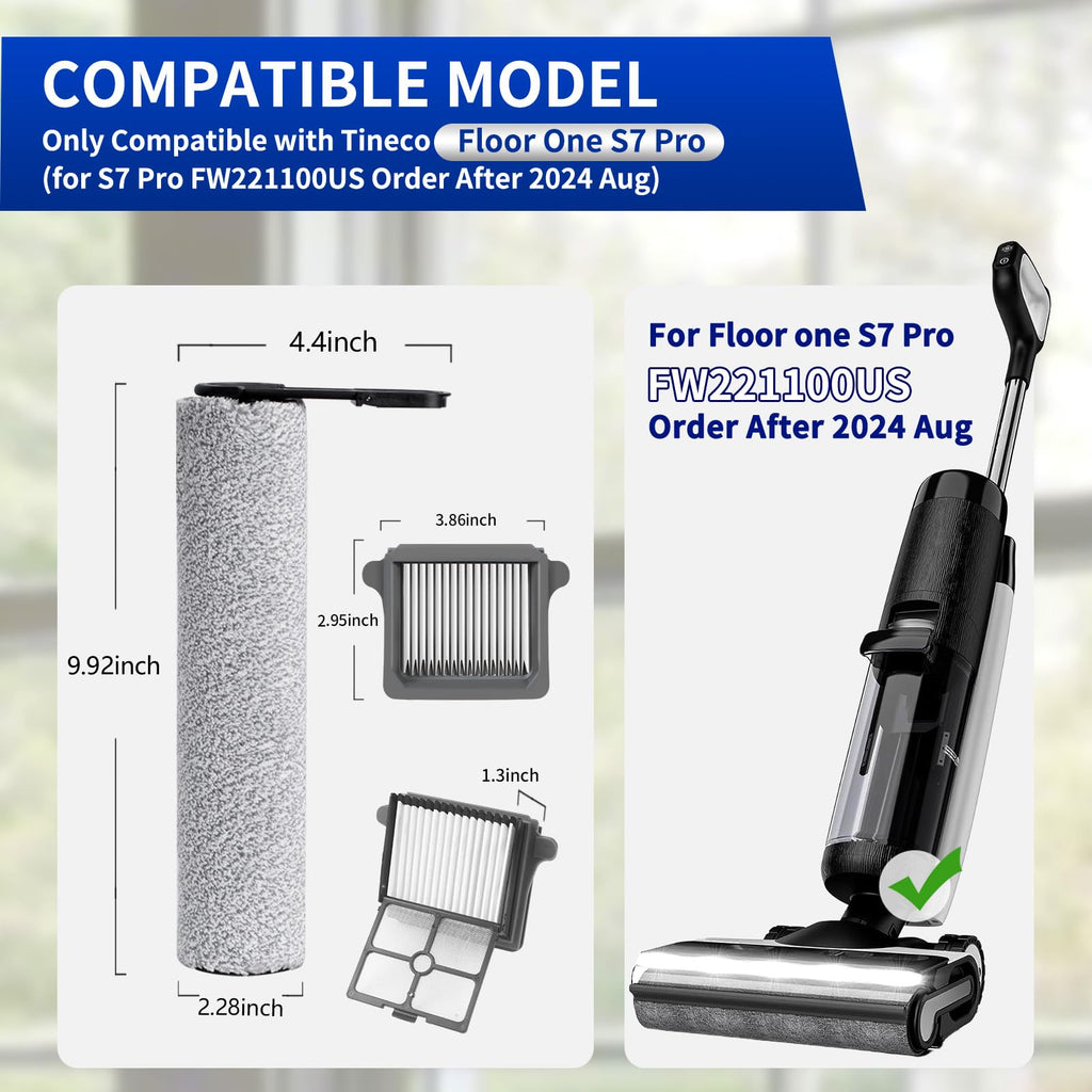 Replacement Roller Brushes & Filter for Tineco S7 Pro