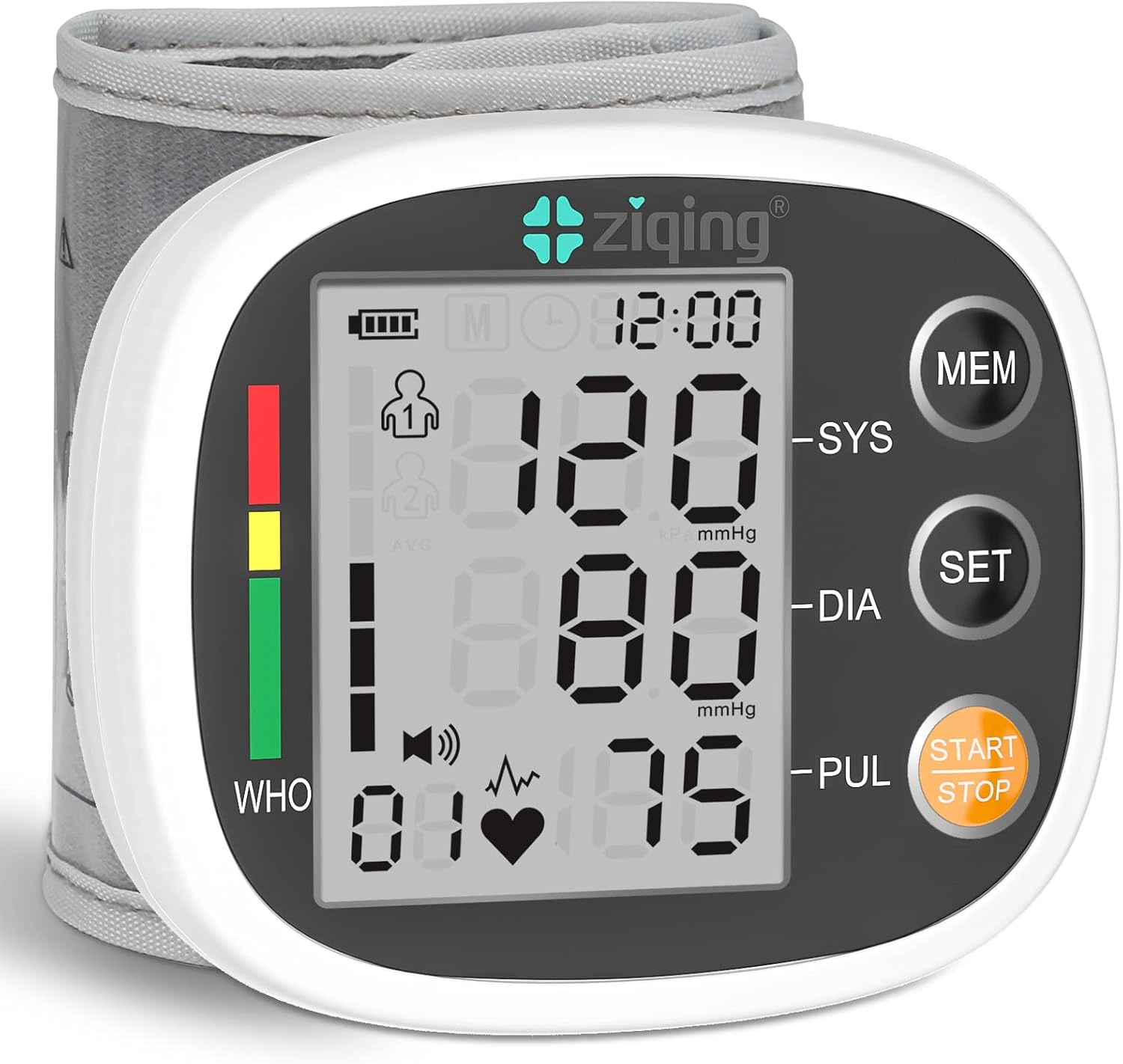 Wrist Blood Pressure Monitor for Home Use, Rechargeable Bp Machine