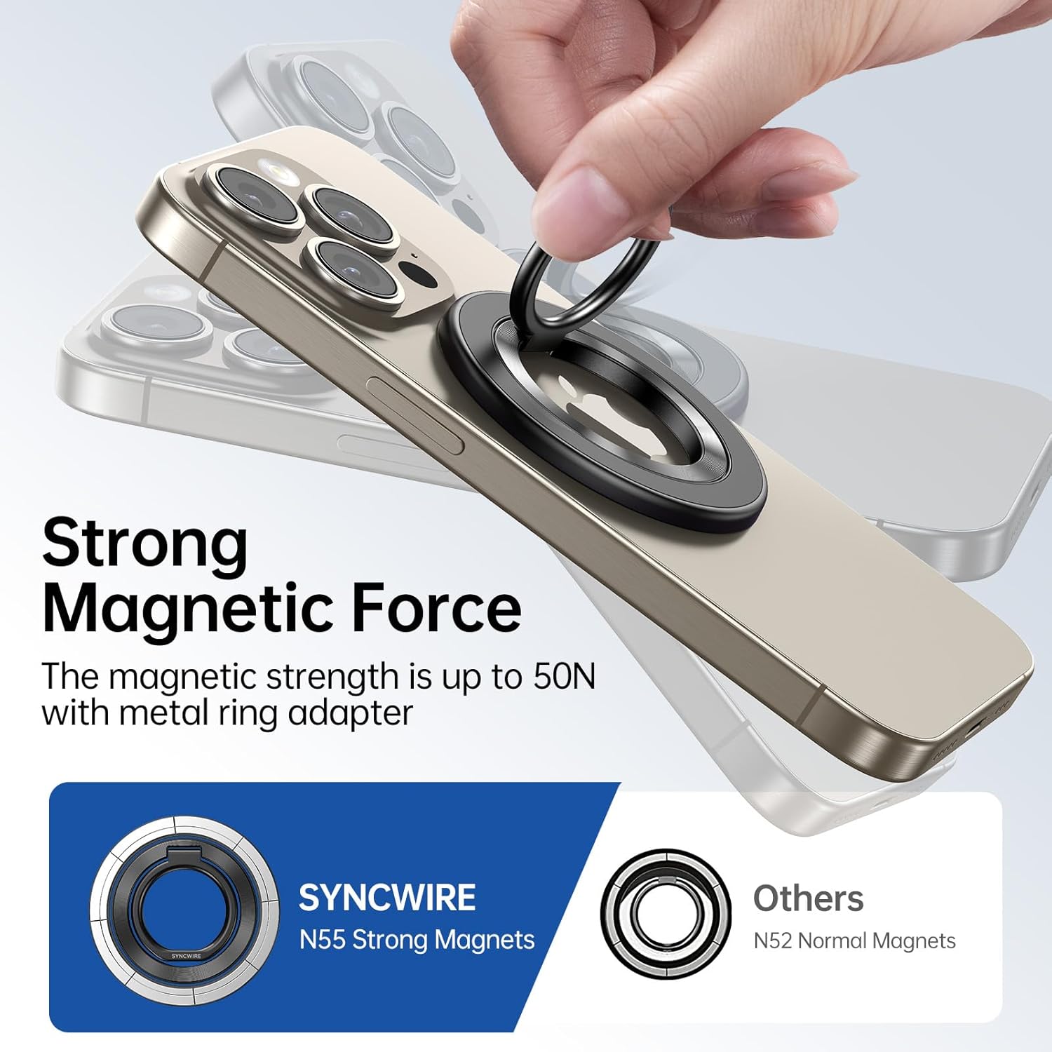 for MagSafe Phone Grip, Magnetic Phone Ring Holder Stand Kickstand | 360° Rotation, Double-Sided Magnet, Cell Phone