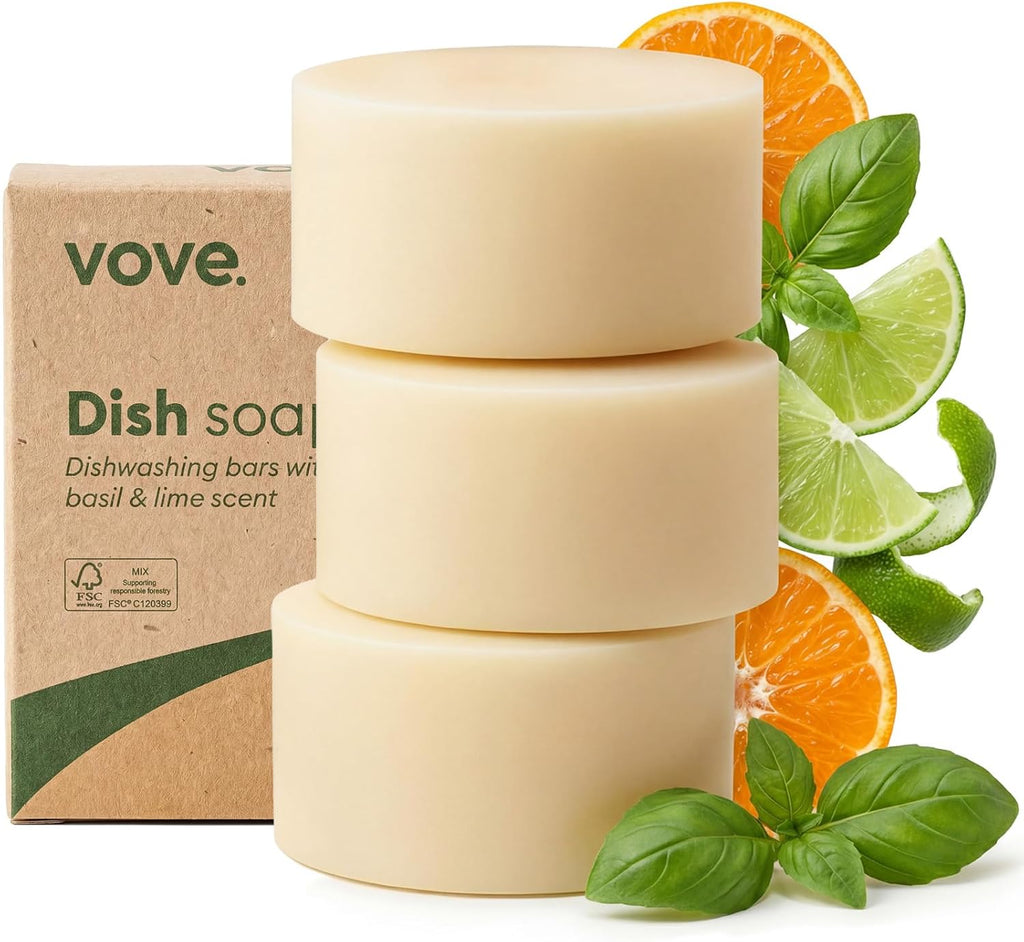 Solid Dish Soap Bar 3 Pack, Coastal Citrus Mint, Plant-Based
