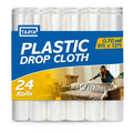 12 x 9 Ft Drop Cloths (24-Pack) – Plastic Sheeting & Painters Plastic Tarps for Painting, Waterproof Floor &