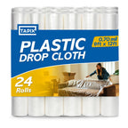 12 x 9 Ft Drop Cloths (24-Pack) – Plastic Sheeting & Painters Plastic Tarps for Painting, Waterproof Floor &