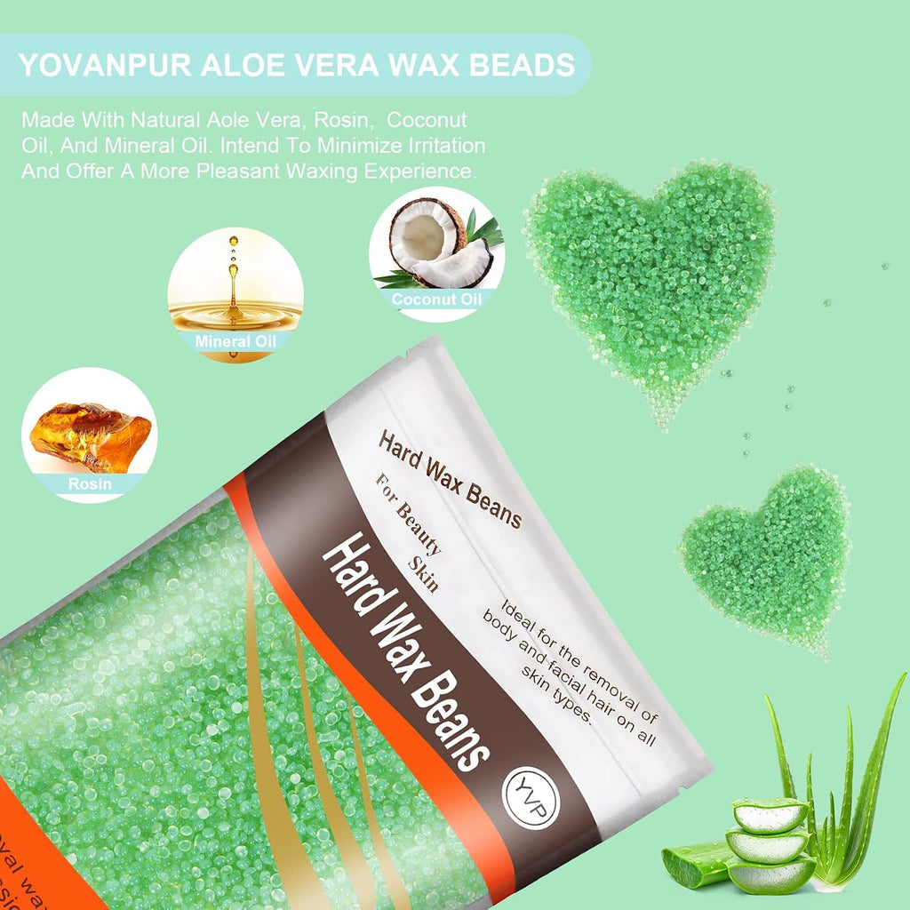 Hard Wax Beads for Brazilian Waxing, At Home Pearl Wax for Bikini, Face, Eyebrow, Legs - 300g (10 Oz) with 10 Wax