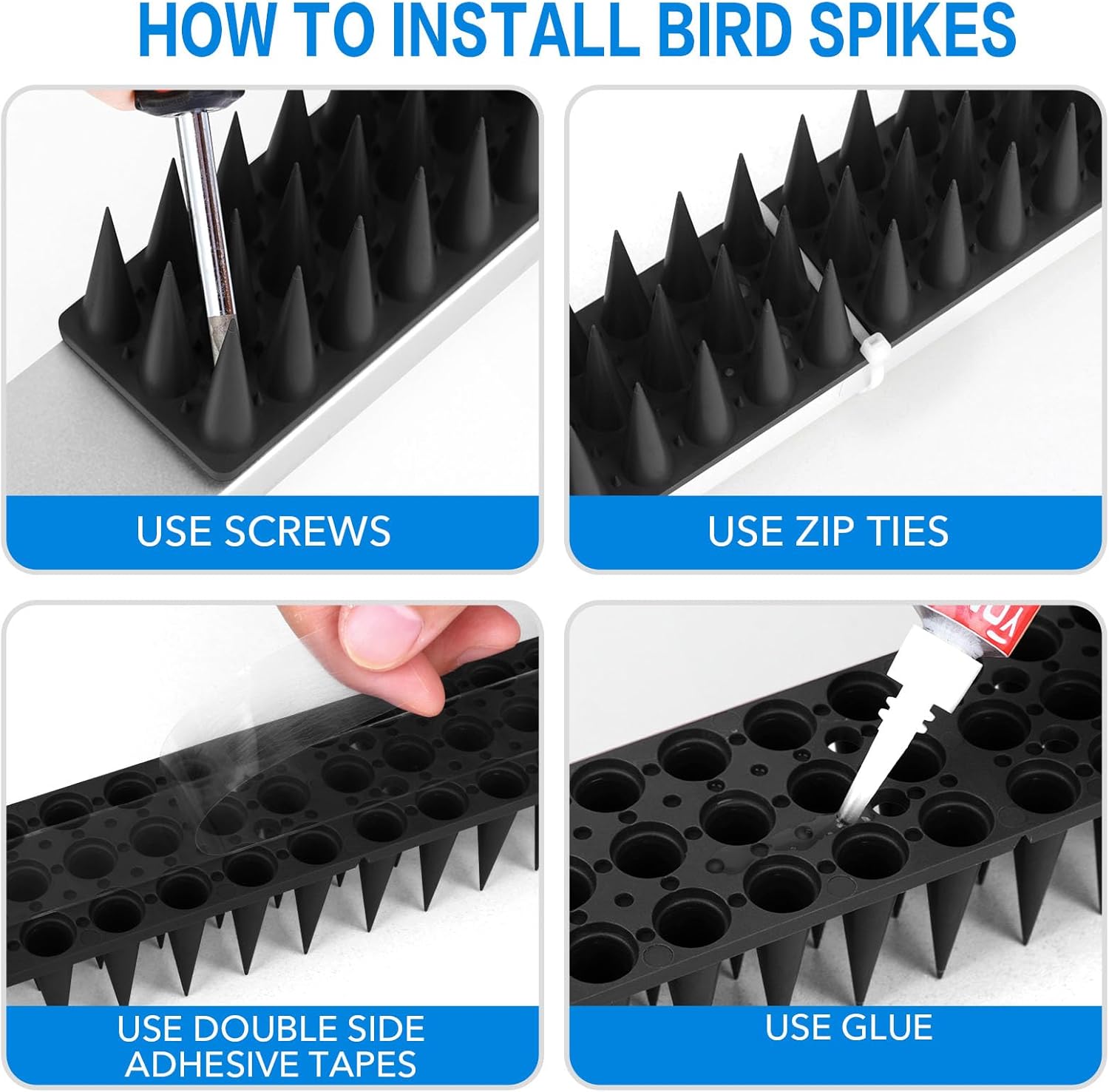 Bird Spikes, 20 Pack Pigeon Deterrent for Small Birds Raccoon Cats Defender for Outside to Keep Squirrel Away