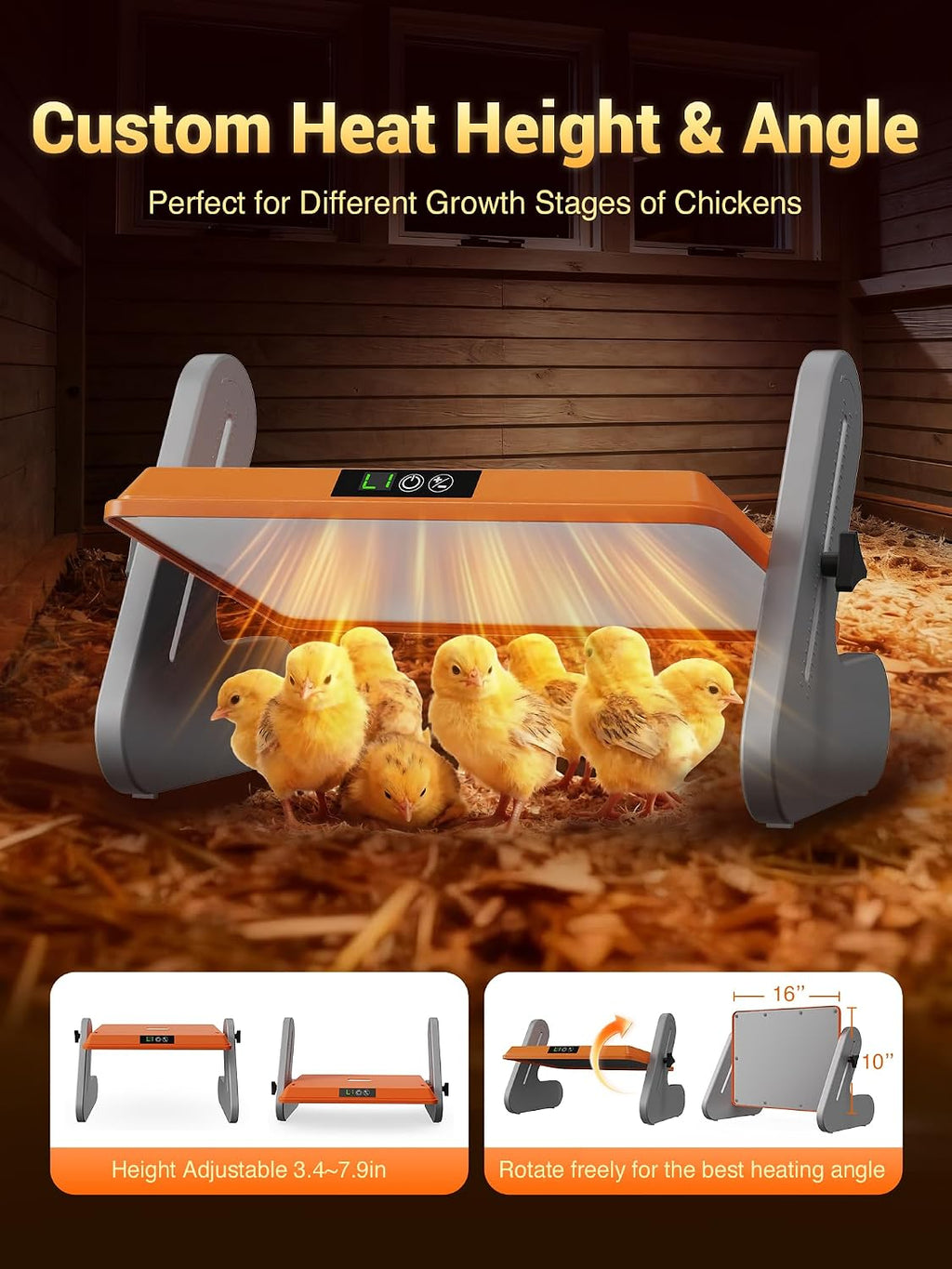 Brooder Heater for 20 Chicks, Chicken Heating Brooder Plate with 3 Adjustable Temp Settings, Safe Coop Heater for