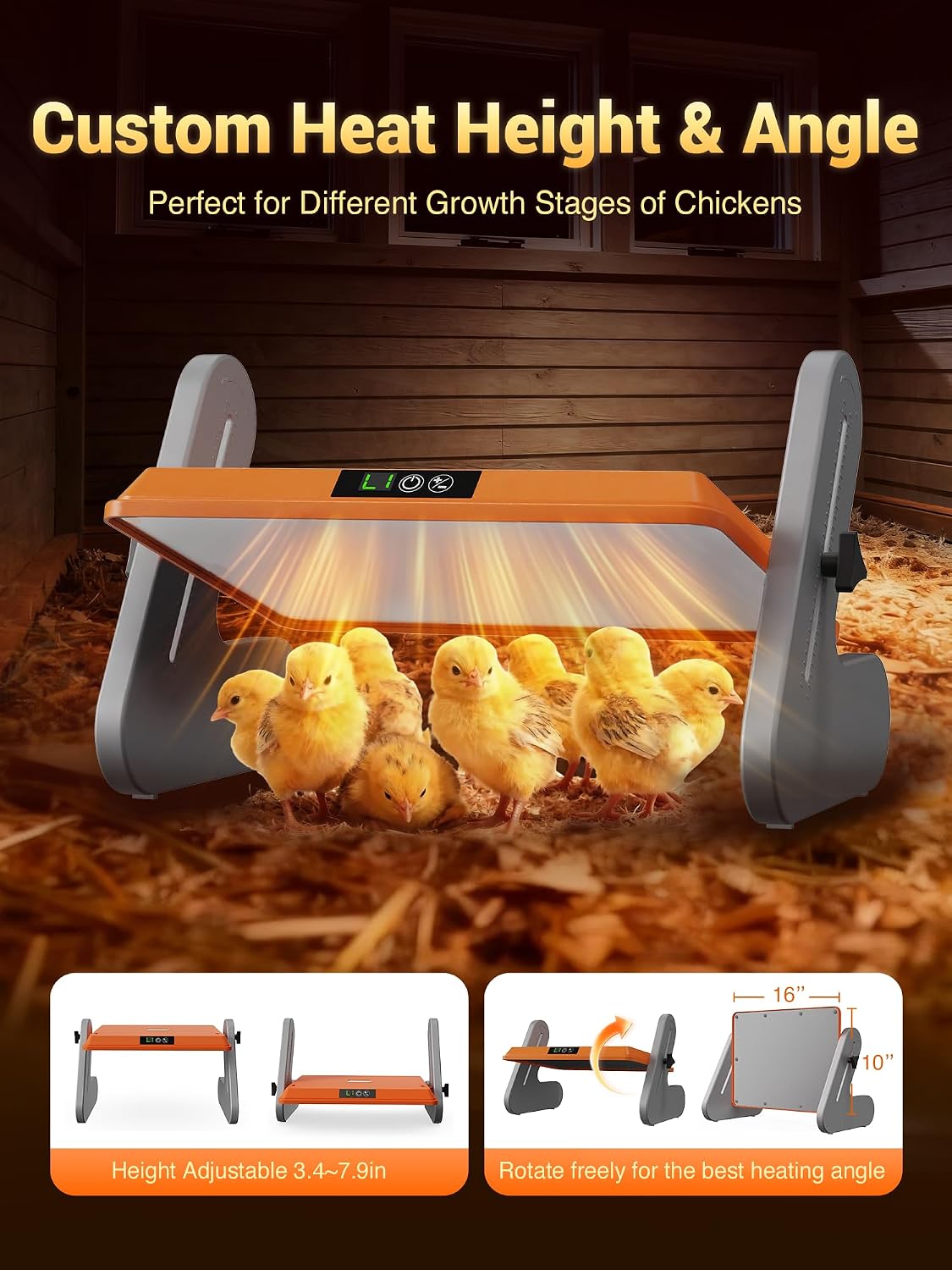 Brooder Heater for 20 Chicks, Chicken Heating Brooder Plate with 3 Adjustable Temp Settings, Safe Coop Heater for