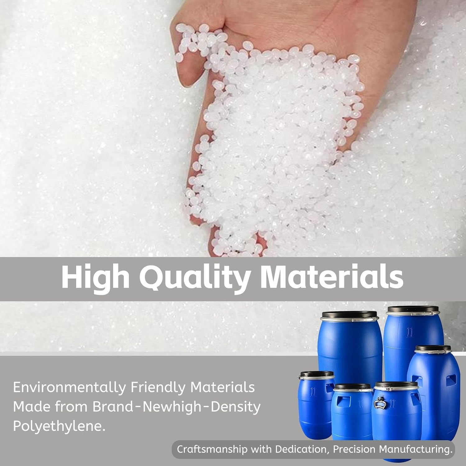 Blue Plastic Drum, Food Grade Barrel with Lid, for Shipping and Storage, Air Tight Design, Water Drum, Rain Barrel