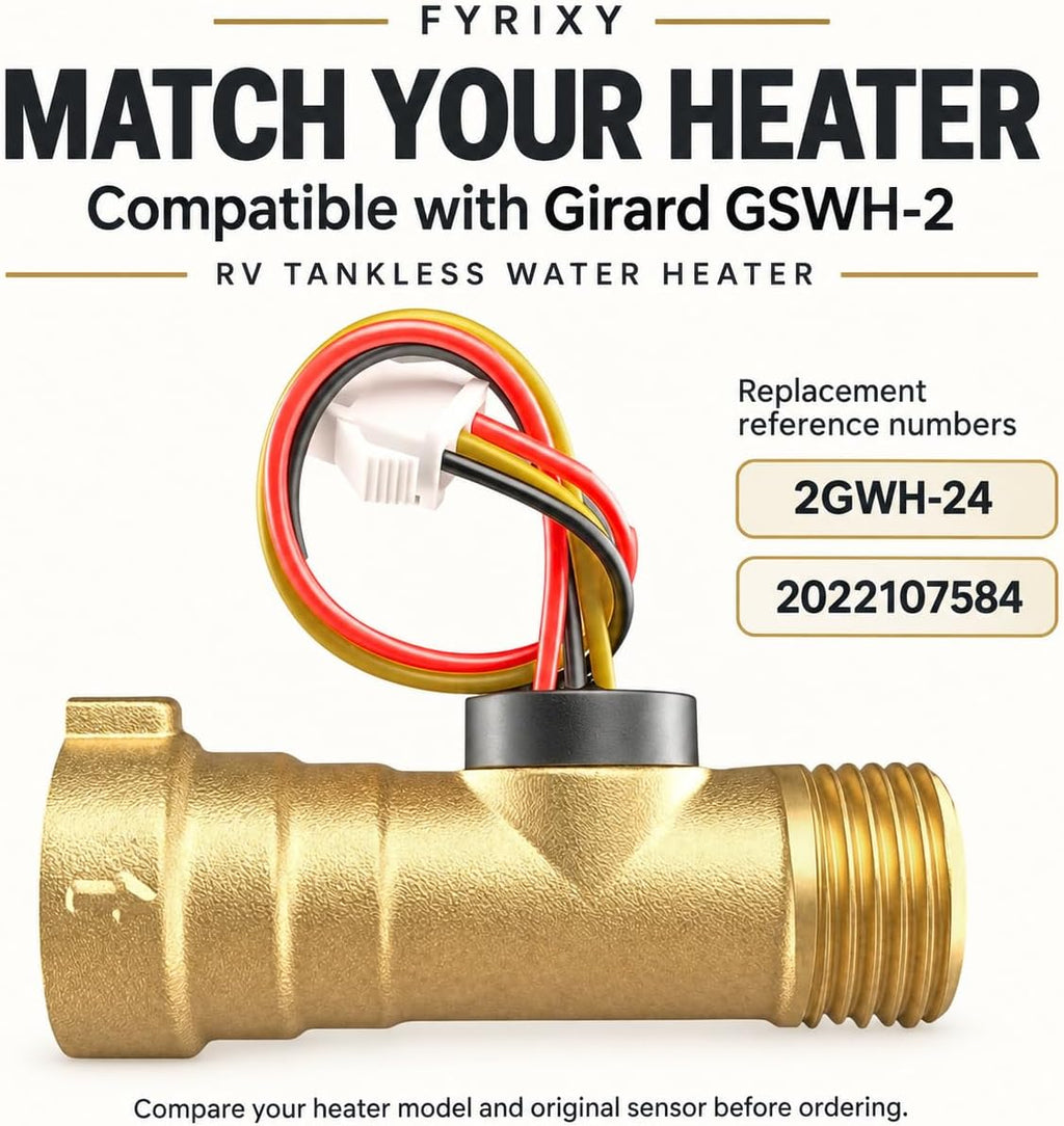 Water Flow Sensor Compatible with Girard GSWH-2 RV Water Heater