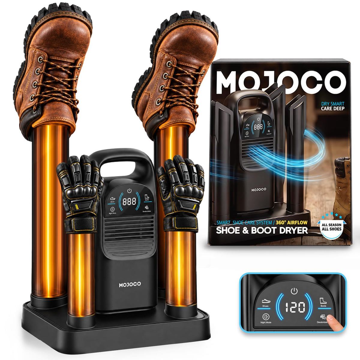 Shoe Dryer - Boot Dryer and Deodorizer for Work Boots and Gloves
