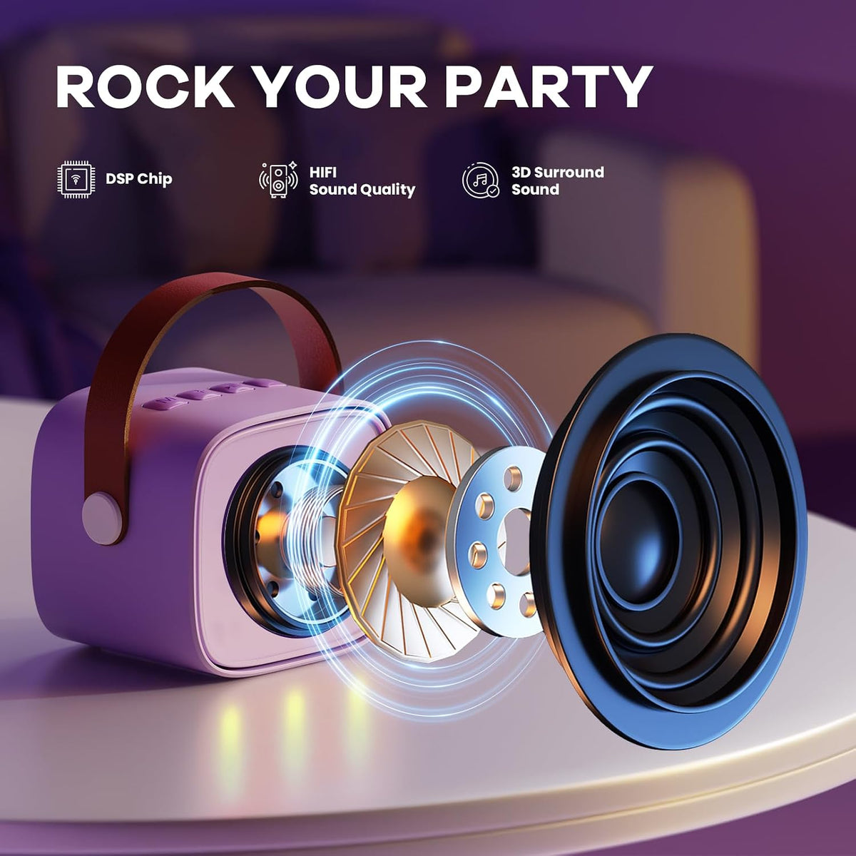 Karaoke Machine for Kids, Birthday Gifts for Girls Ages 4-12 Years Toy | 2 Wireless Microphones, Mini Portable