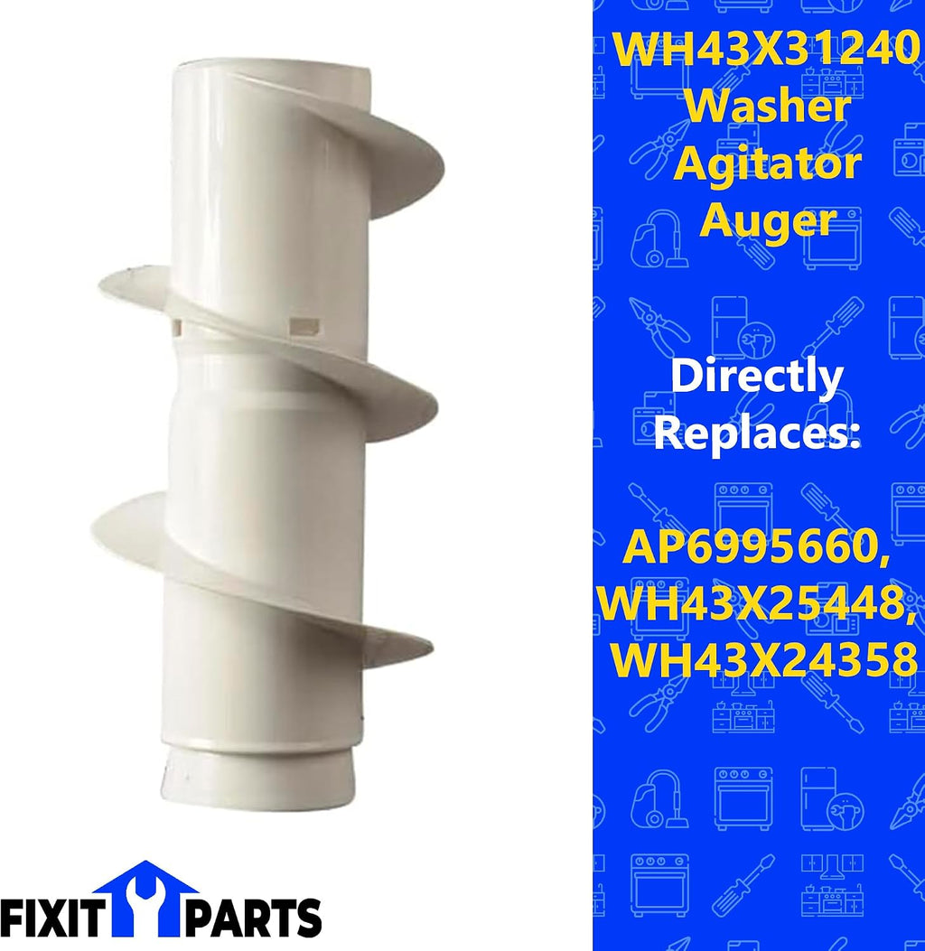 WH43X31240 Washer Agitator Auger Replacement for GE and RCA Top Load