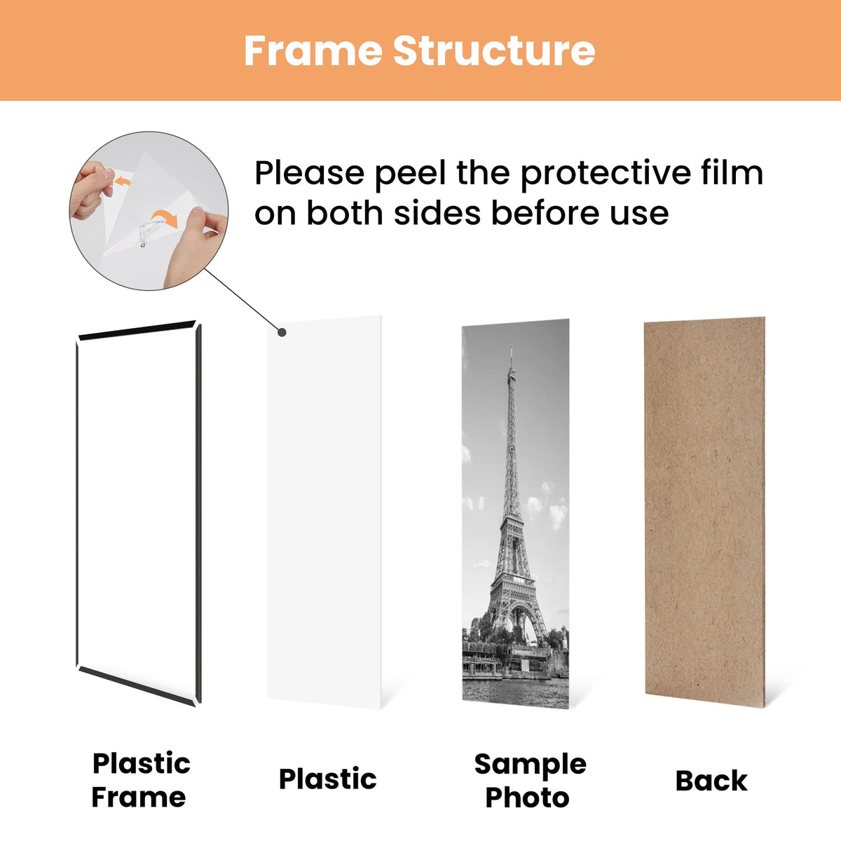 24x36 Poster Frame, Easy Slide-In Assembly, Black, 3 Pack