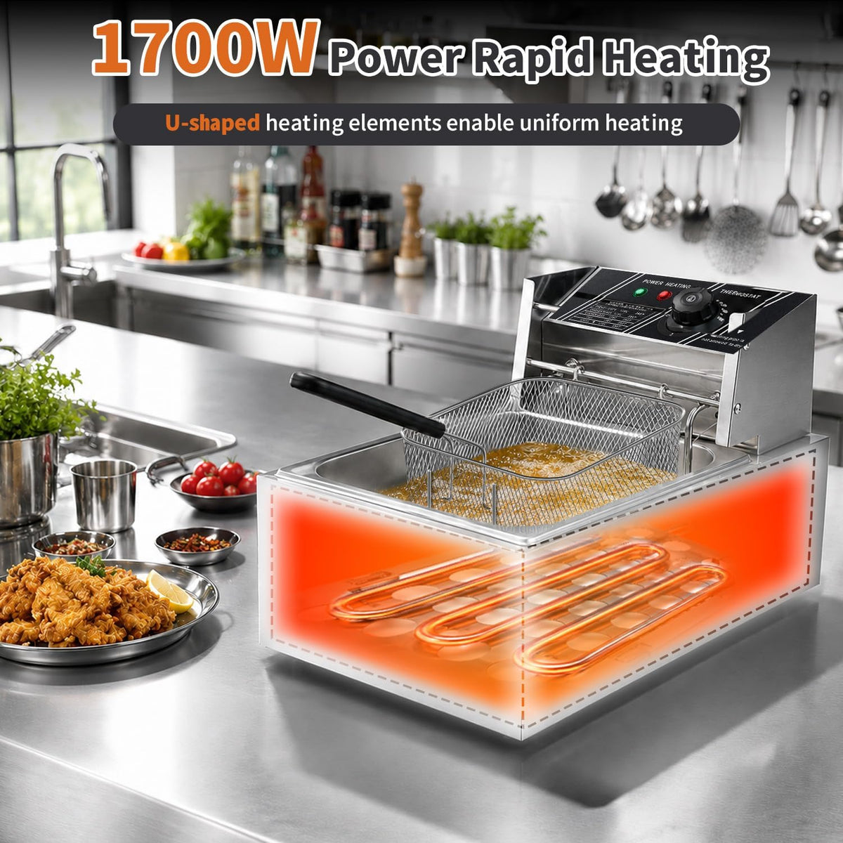 Deep Fryer with Basket for Restaurant Home Use