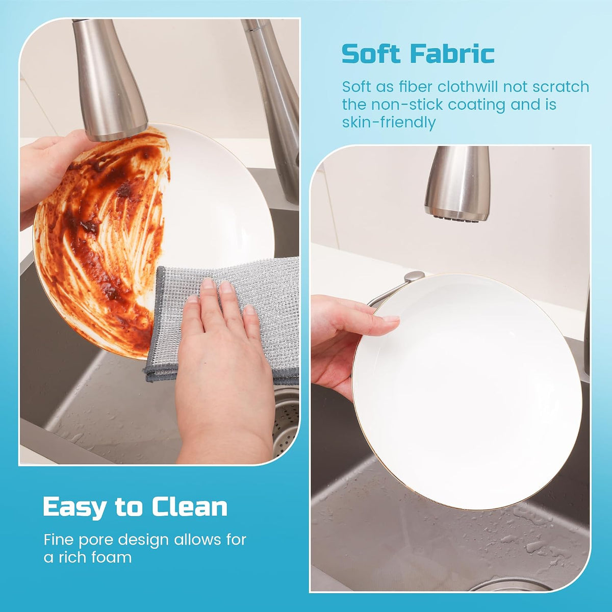 Non Scratch Wire Dishcloth,New Upgrade 3-Layer,12pcs,7.08"X8.86"