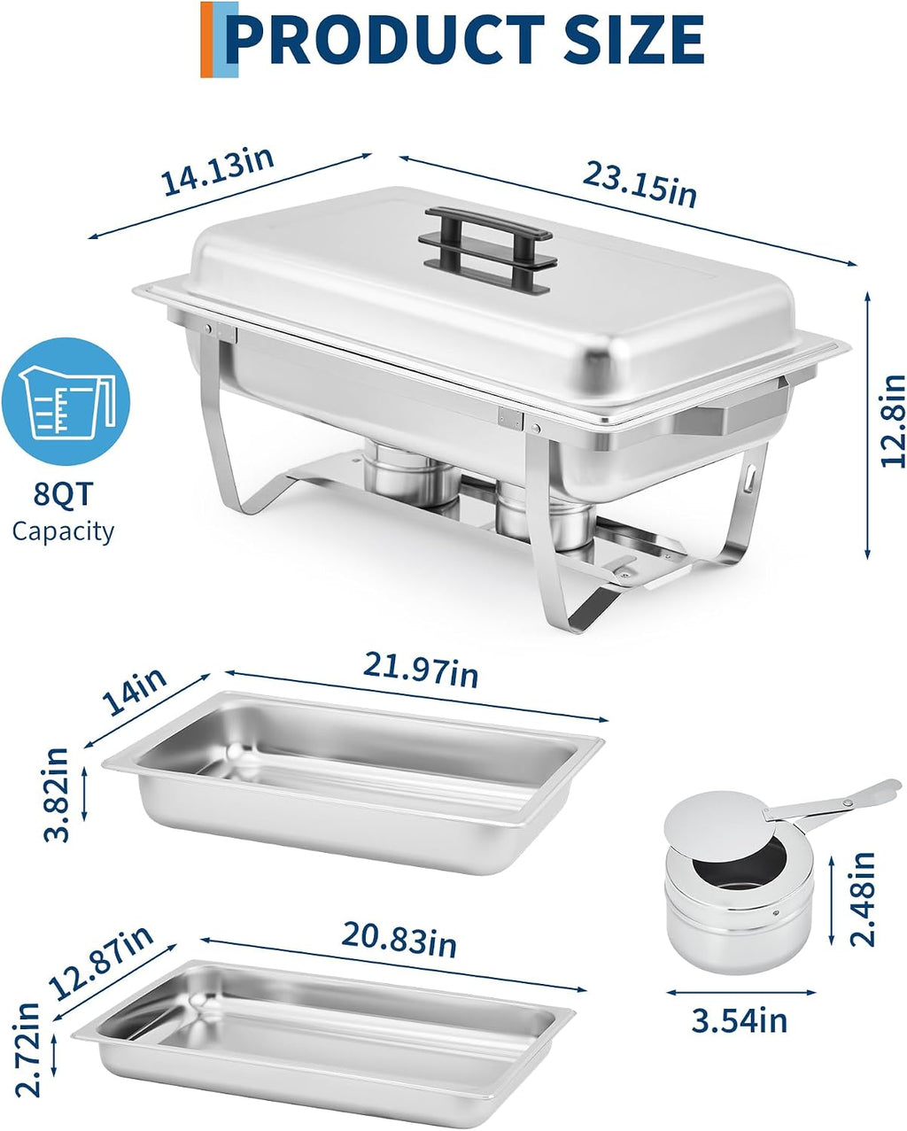 Chafing Dishes for Buffet 2 Pack, 8QT Buffet Servers & Warmers Set
