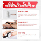 Black Gaffers Tape 2 Inch x 30 Yards, Residue-Free Strong Adhesion (2-Pack 180-feet Total) Matte Black Non-Reflective