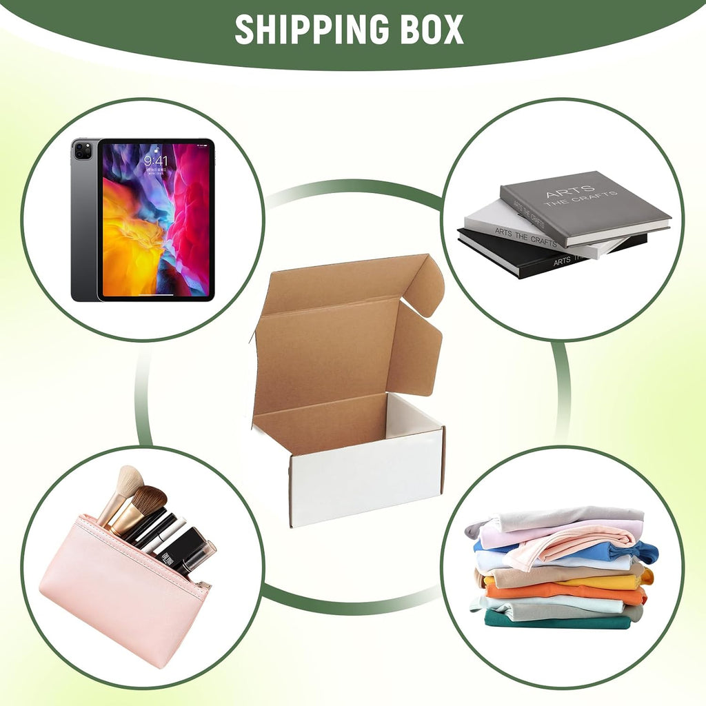 9"x6"x4" Shipping Boxes Set of 5, White Corrugated Cardboard Box Literature Mailer