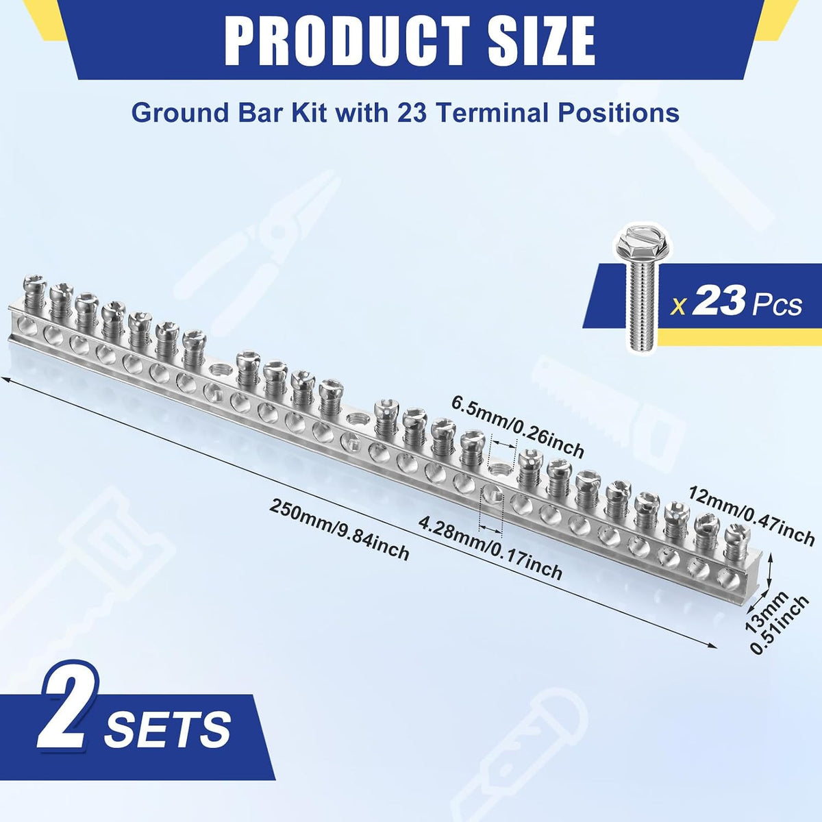 Relaxweex 2 Set Ground Bar Kit, 23 Terminal Positions for Electrical Panel
