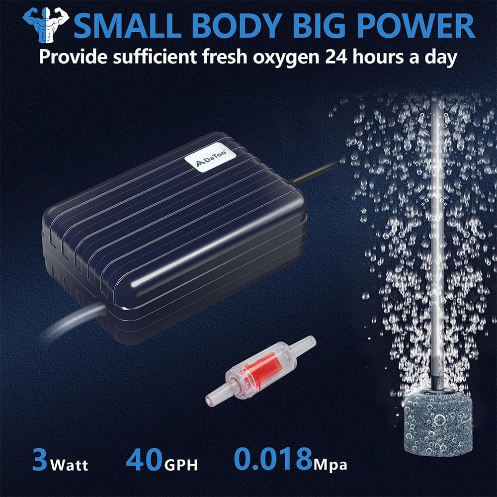 Aquarium Air Pump Compact Fish Tank Air Pump Quiet Aquarium Bubbler Aerator Buckets Oxygen Aerator Pump for 1 to 20