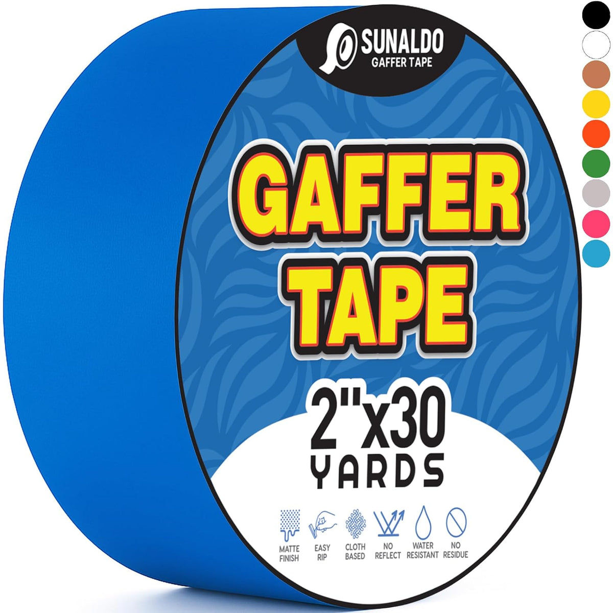 Gaffers Tape (2" x30 Yards) Heavy Duty, Easy Rip, No Residue | Blue