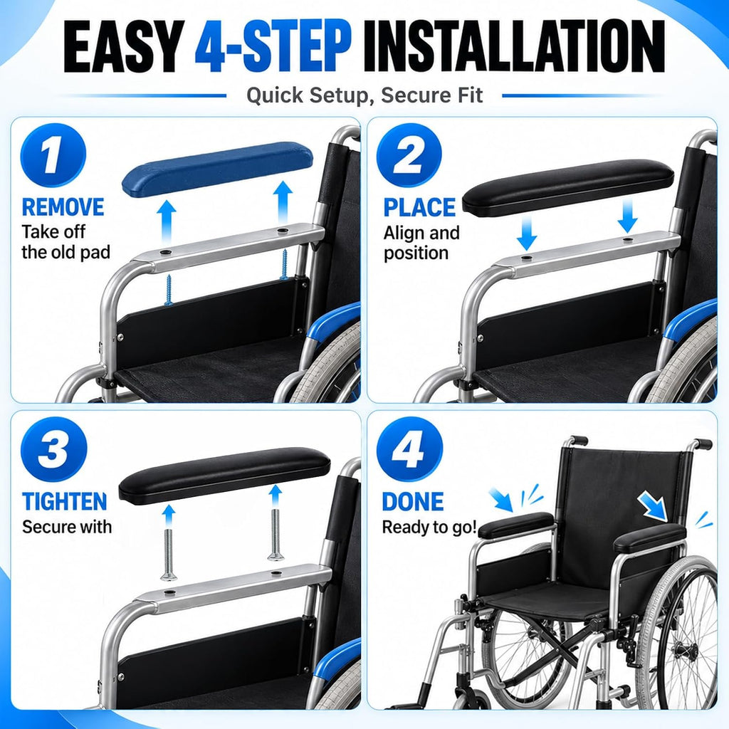 Covzoe 2 Pair Replacement Wheelchair Arm Pads, 14 Inch
