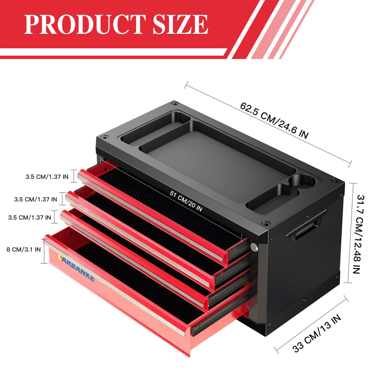 4-Drawer Tool Chest with Lock,Portable Tool Box with Handle