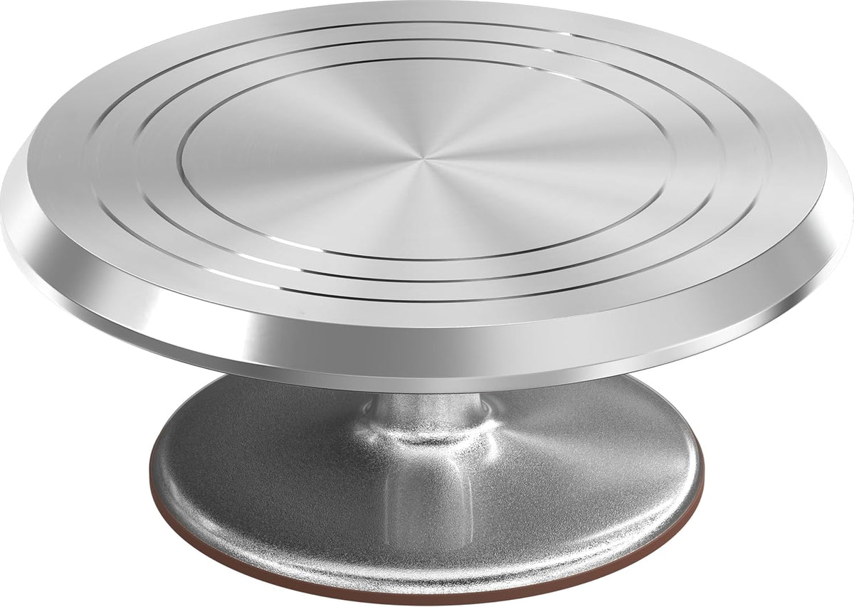 12 Inch Silver Aluminum Alloy Revolving Cake Stand