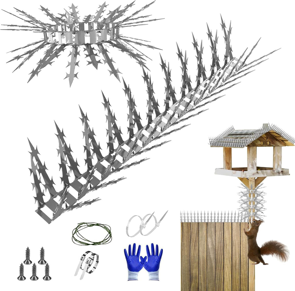 Bird Spikes Squirrel Proof Baffle for Bird Feeders, 158 Inch Avoid Climb Spikes for Outside, Fence, Garden, Tree