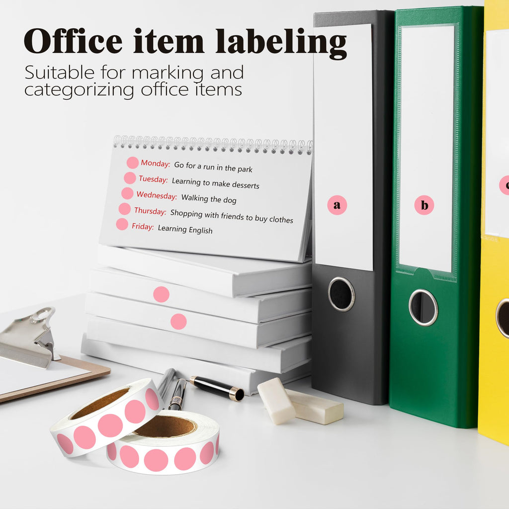 4 Rolls 4000 Dot Stickers 1/2 Inch Round Color Coding Label(Pink)