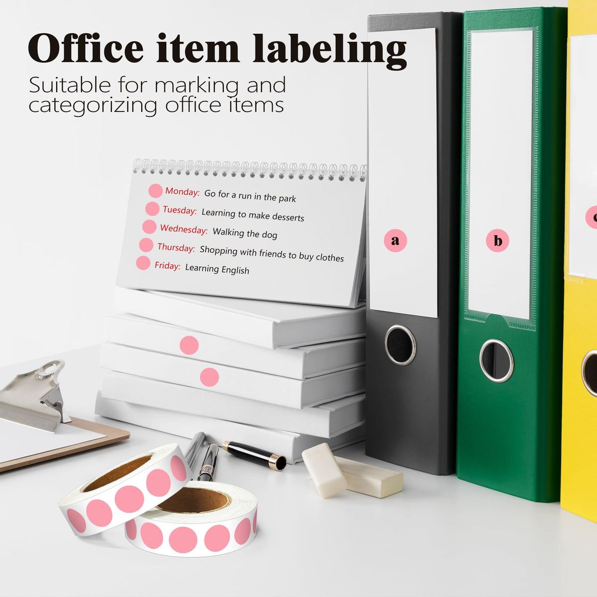 4 Rolls 4000 Dot Stickers 1/2 Inch Round Color Coding Label(Pink)