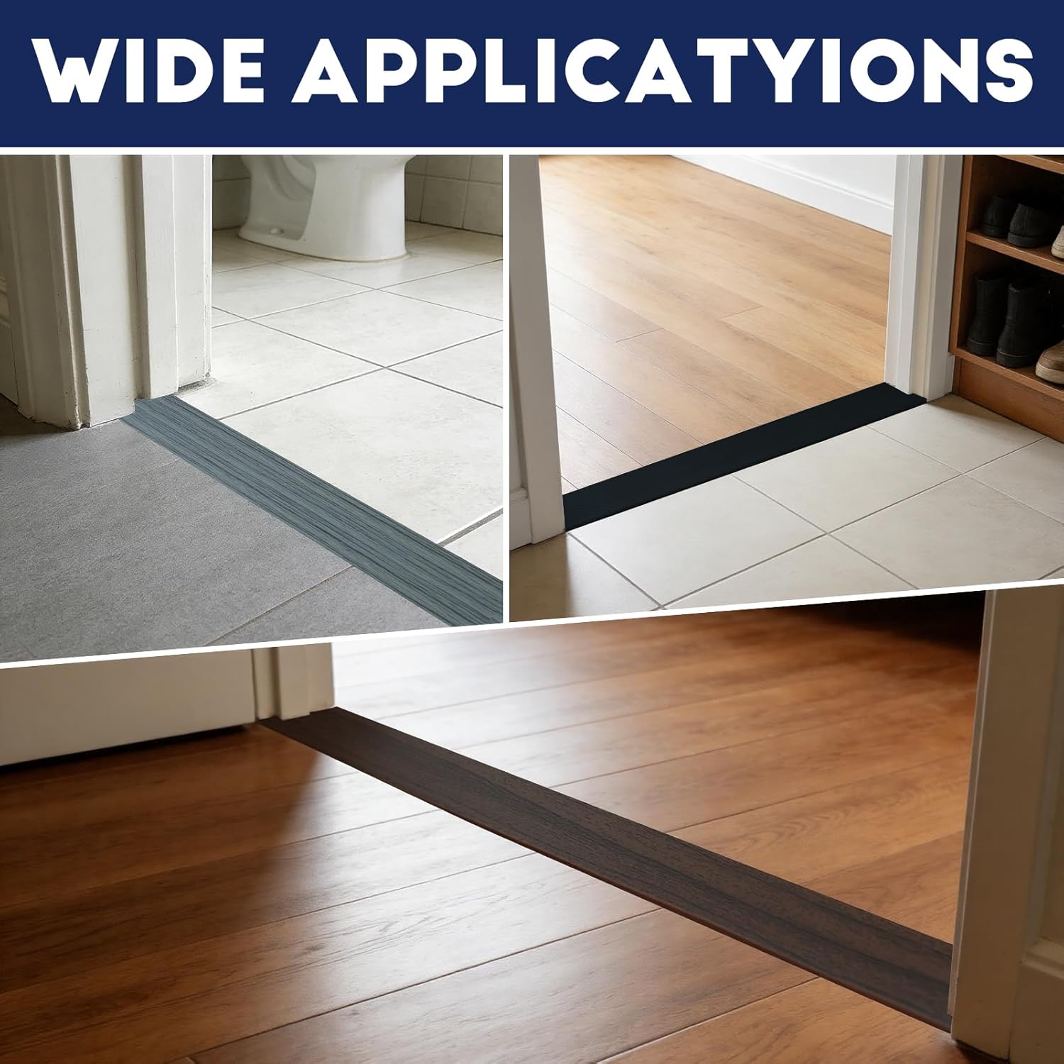 Self Adhesive Floor Transition Strip T Molding 10 ft x 1.97" (L x W) for Wood Tile Doorways Easy Install Gap Cover