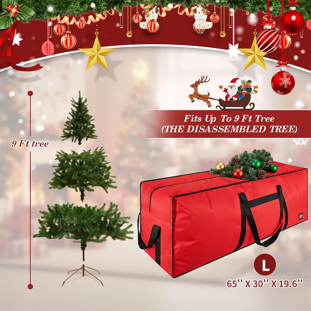 9 ft Christmas Tree Storage Bag, Heavy Duty Christmas Tree Bag with Reinforced Handles and Dual Zippers Wide Opening
