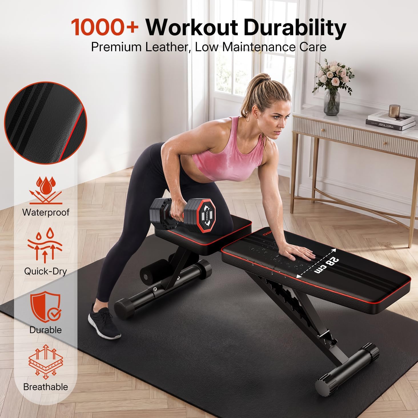 Adjustable Weight Bench - Utility Weight Benches for Full Body Workout, Foldable Incline/Decline/Flat Bench Press for