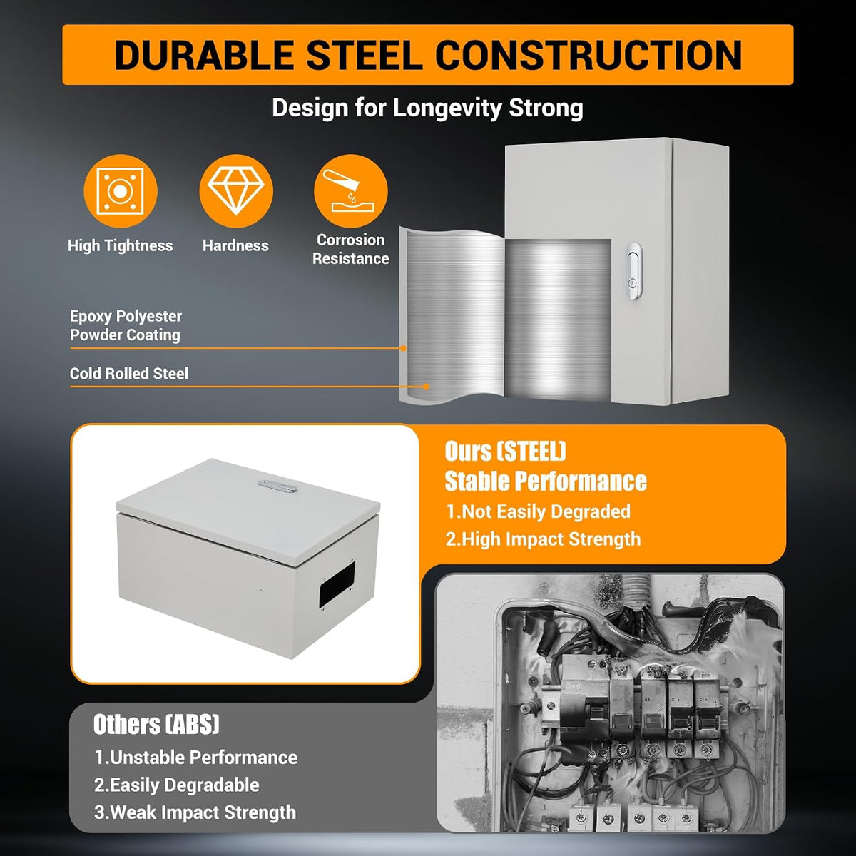 Outdoor Electrical Enclosure, 12 * 10 * 6in Cold Rolled Steel Box