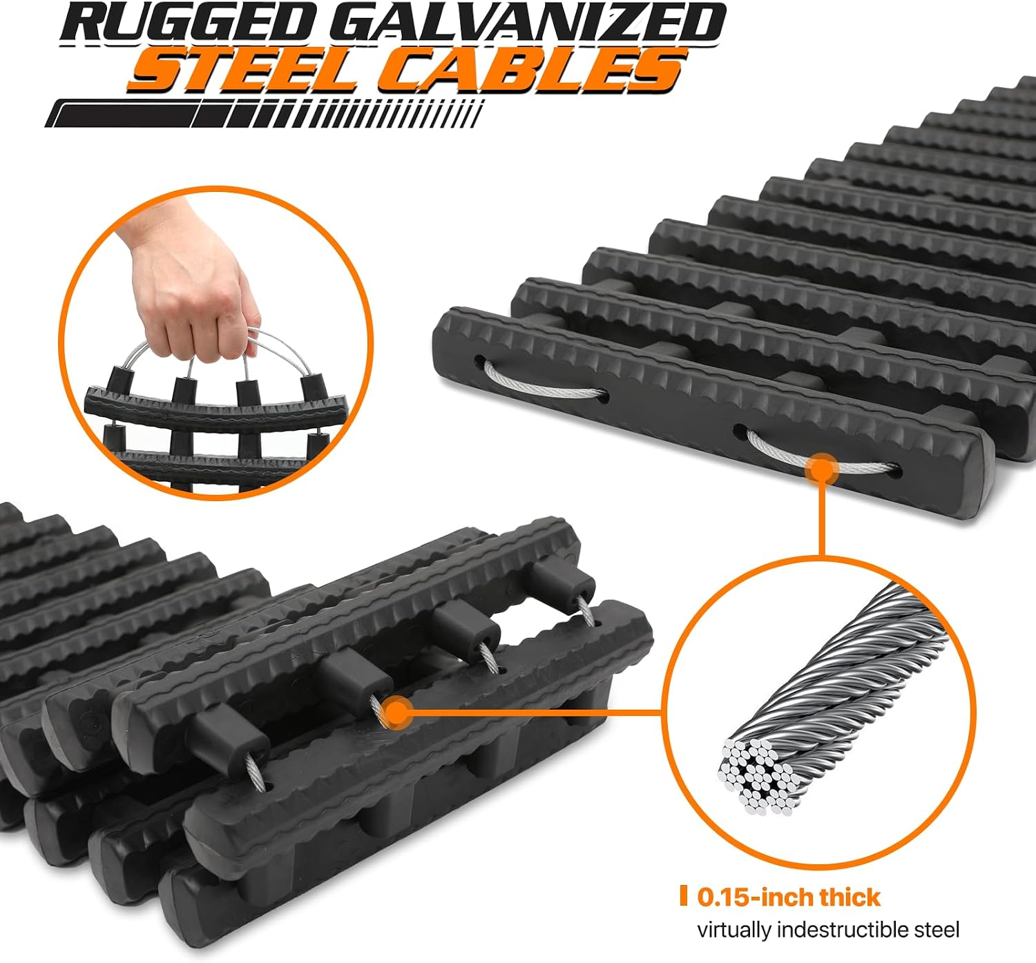 2 Pack Tire Traction Mats for Snow Portable Recovery Tracks for Vehicle in Mud, Snow, Ice, and Sand, 32" Coilable
