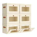 Small Closet Storage Bins - Closet Shelf Organizer with Open Window, 6 Pack, Beige