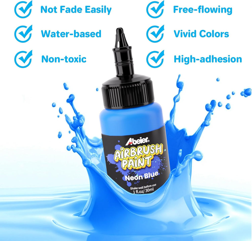 Airbrush Paint Set, 28 Colors x 1 oz with 2 Thinners, Ready Spray | Non-Toxic, Water-based acrylic formula, smooth
