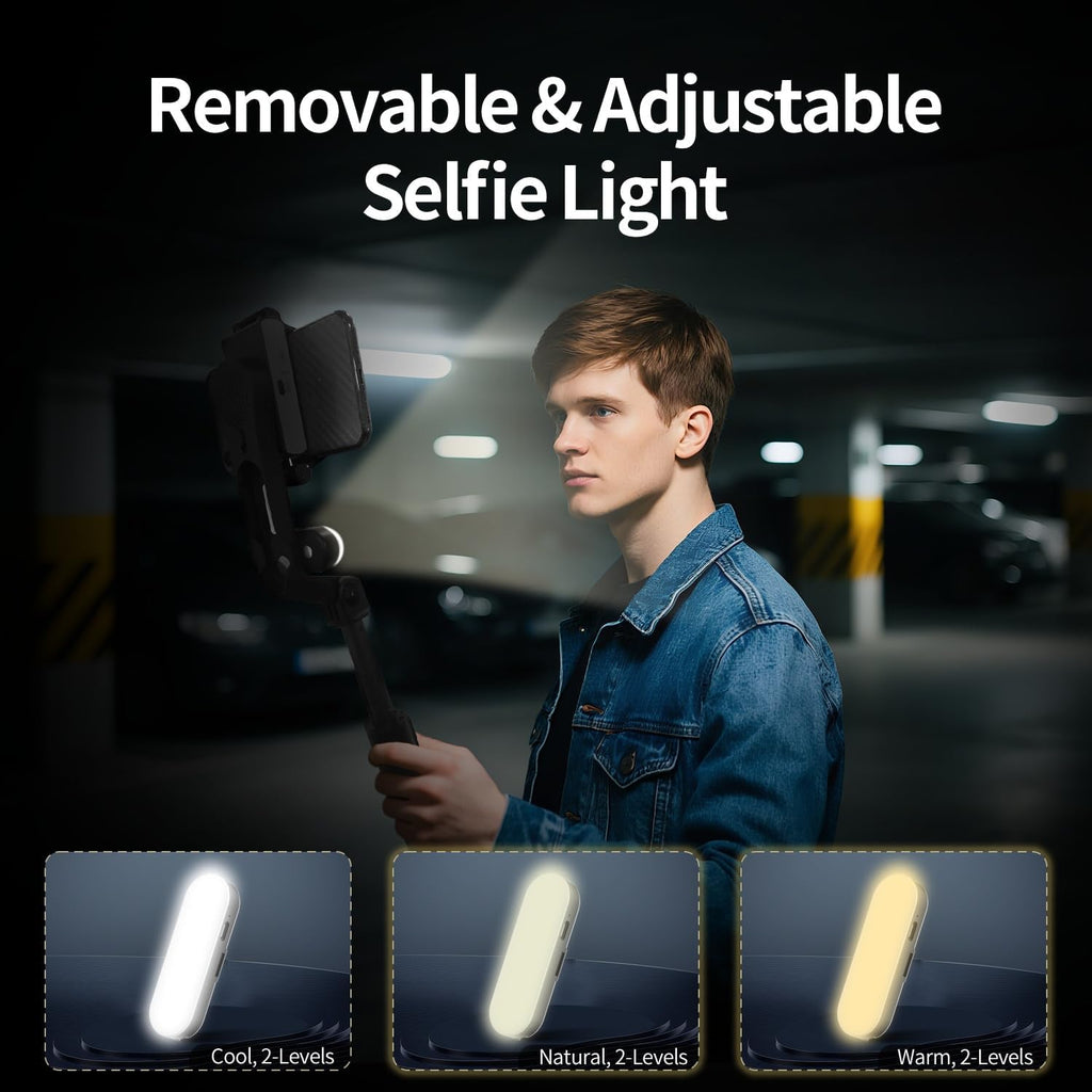 Selfie Stick with Light for Smartphone, Remote Control | Retractable and Foldable Phone Tripod for iPhone & Android