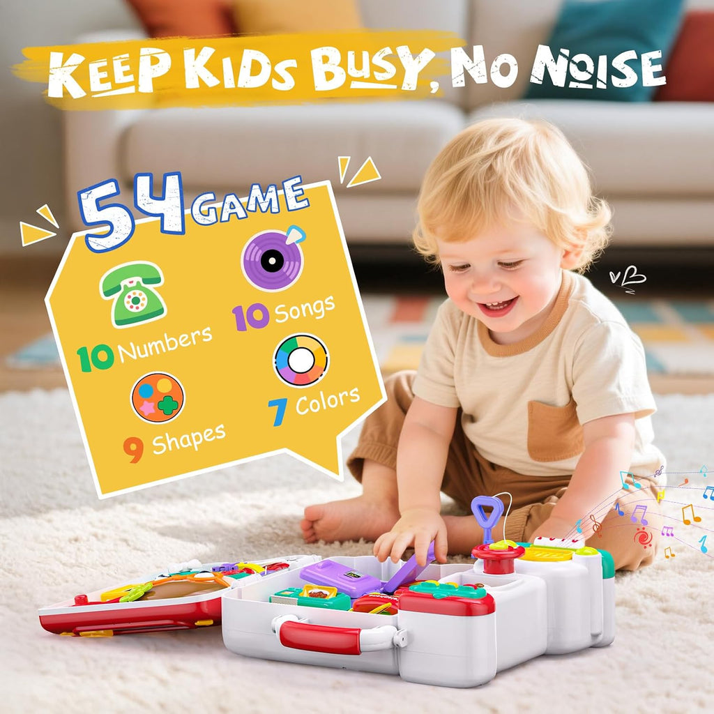 Montessori Busy Board Toys for 1 Year Old Boy, 1 Year Old Boy Birthday Gift, 54-in-1 English & Spanish Baby Busy