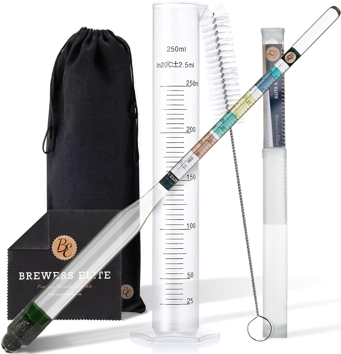 Hydrometer & Plastic Test Jar - for Home Brew Beer, Wine, Mead and Kombucha - Deluxe Triple Scale Set, Hardcase and