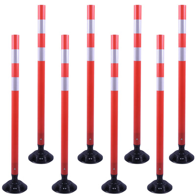 8 Pack 48" Traffic Delineator Post with Spring Base