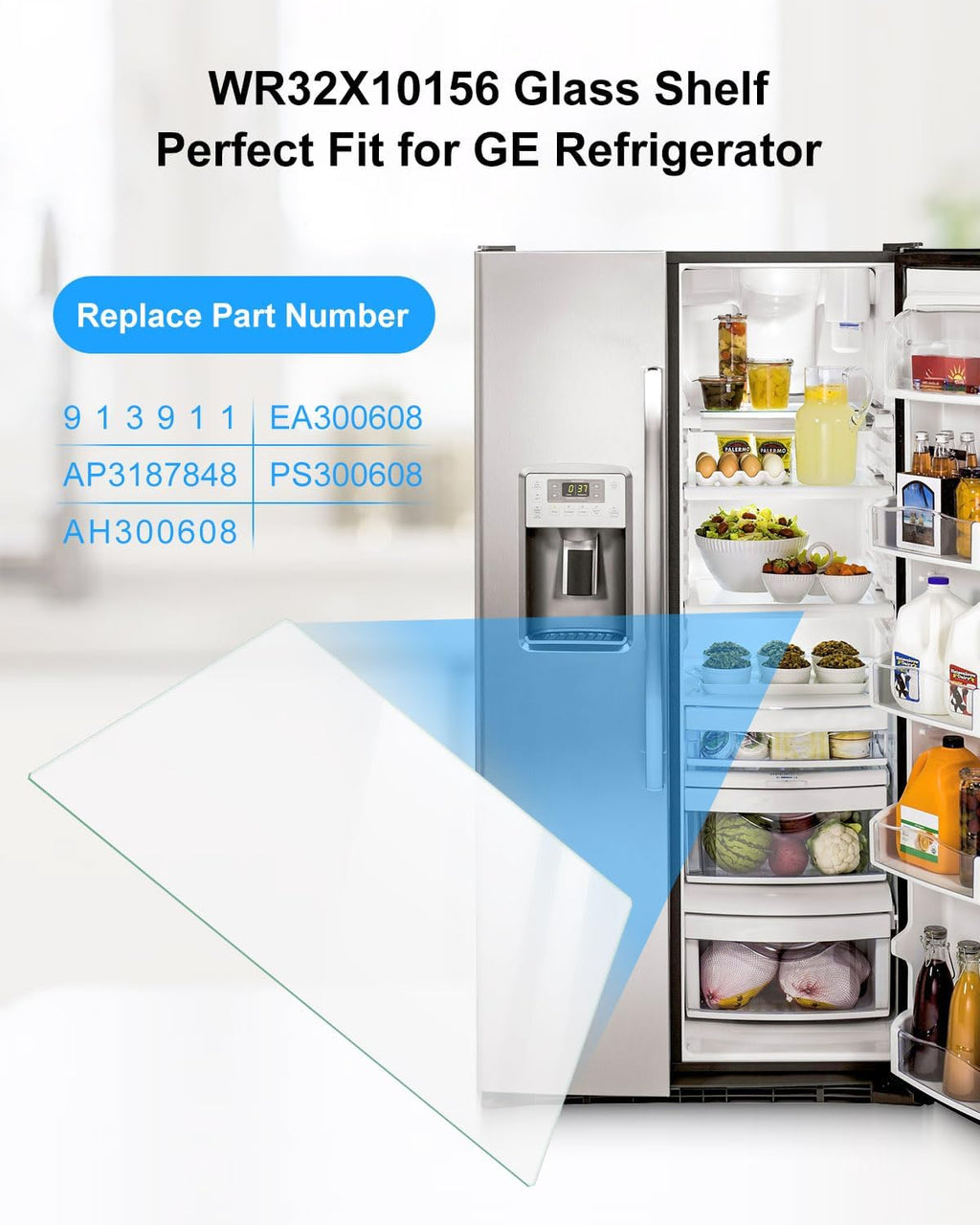 WR32X10156 Refrigerator Glass Shelf Replacement Fit for GE Refrigerators