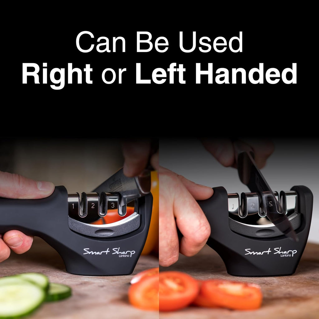 Knife Sharpener 'Smart Sharp' - Professional 3 Stage Manual Sharpener for Sharpening Kitchen Knives - Ceramic Stone