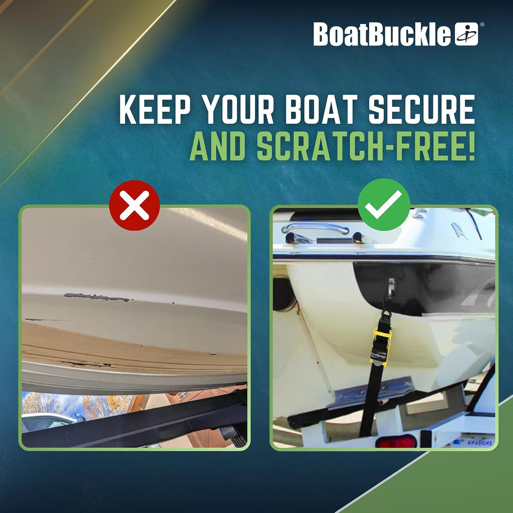 BoatBuckle Pro Series Kwik-Lok Transom Tie Down Straps, 2 x 2 ft, 2-Pack