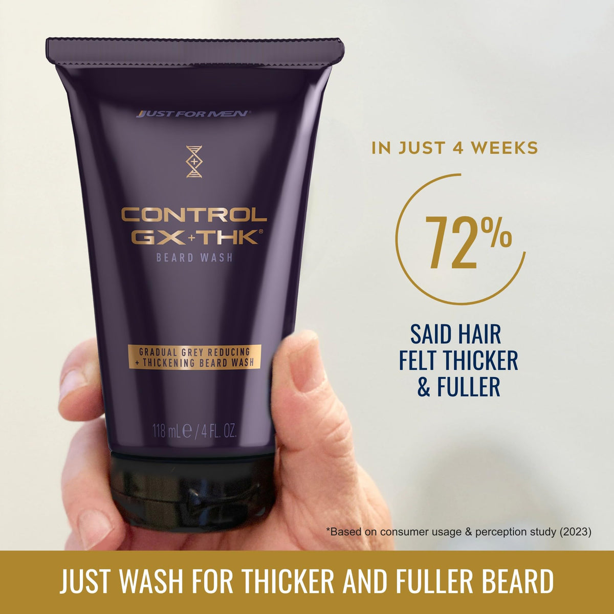 Control GX + THK Thickening Beard Wash, Gray Reducing, 4 Fl Oz