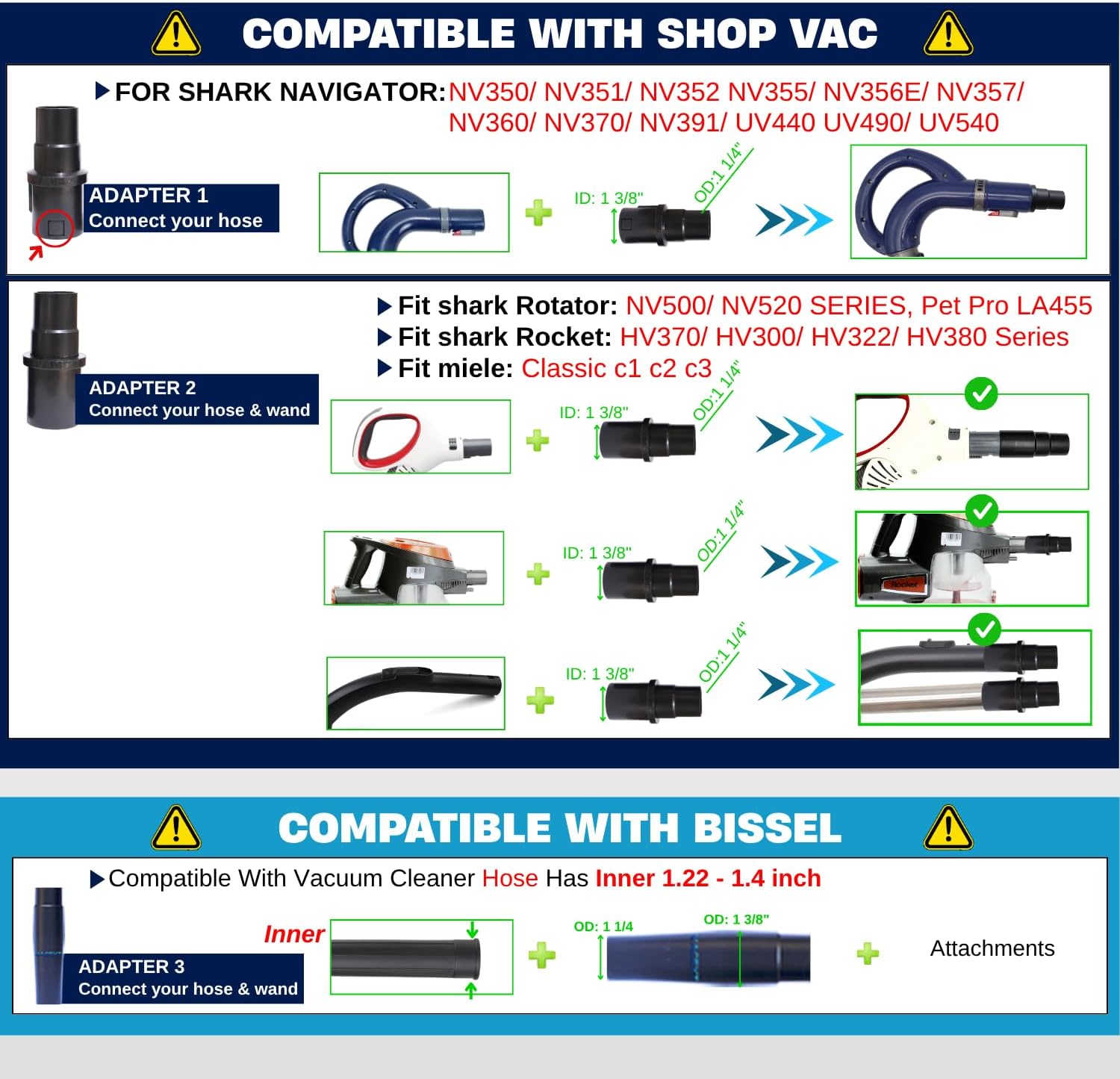 Universal Vacuum Attachments Hardfloor Brush and Replacement Accessories for Vacuum Cleaners - Horsehair Hardwood